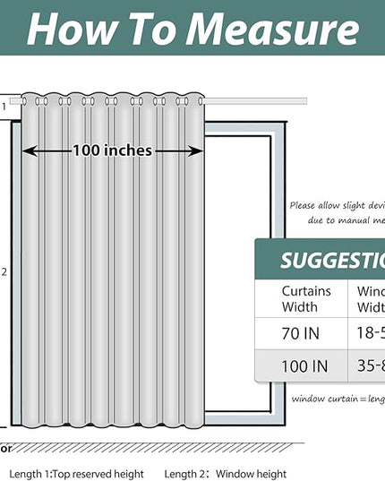 Yakamok Extra Wide Blackout Curtain for Sliding Glass Door, Grommet Thermal Insulated Room Divider Curtain 100W x 84L inch, Room Darkening Patio Curtain,8.3ft Wide x 7ft Tall, 1 Panel,Sky Blue