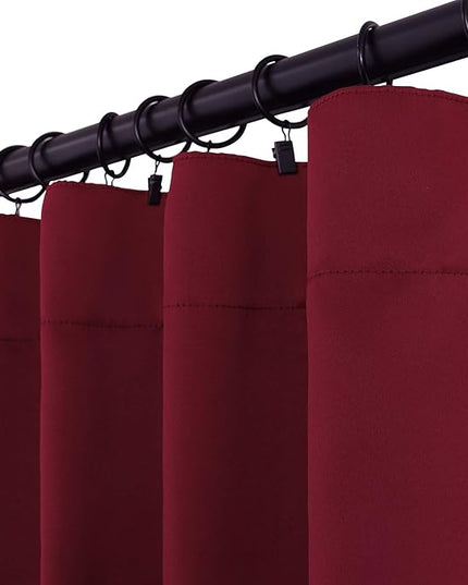 BGment Rod Pocket and Back Tab Blackout Curtains for Bedroom - Christmas Thermal Insulated Room Darkening Curtains for Living Room, 2 Window Curtain Panels (38 x 45 Inch, Burgundy Red)