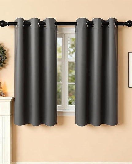 Room Darkening Curtains 54 Inch Length for Bedroom Living Room, Insulated Thermal Grommet Curtain Drapes, Blackout(60-90%,Not 100%) Window Treatment Decor, 2 Panels, 35x54, CharcoalGrey