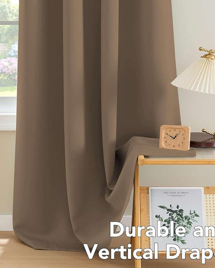 H.VERSAILTEX Ultra Soft Microfiber Thermal Insulated Antique Copper Grommet Blackout Curtains/Window Treatment Draperies 52 by 72 - Inch for Living Room/Bedroom, Set of 2 - Macchiato