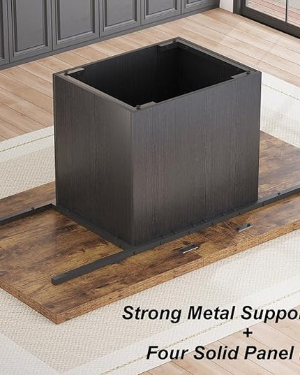 HSH 78” Dinner Table for 6 to 8, Large Wood Rectangular Dining Table, Rustic Kitchen Table only with Black Strong Base, Industrial Dining Room Table for Home Gathering Office, Rustic Brown, 78.74 in