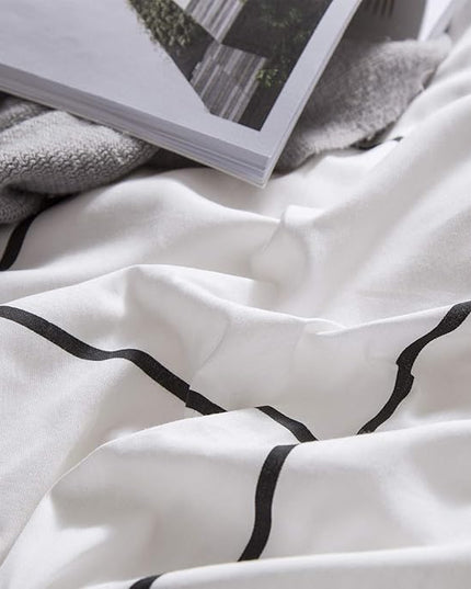 Houseri Black and White Plaid Comforter Set - Twin Size Boys and Girls Bedding Sets with Buffalo Checkered, Grid and Gingham Patterns - Preppy Comforter Sets for College