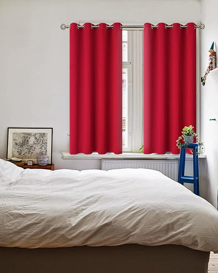 BGment Room Darkening Curtains 54 Inches Long - Grommet Thermal Insulated Drapes Window Treatment Curtains for Bedroom, 2 Panels, 52 x 54 Inch, Red