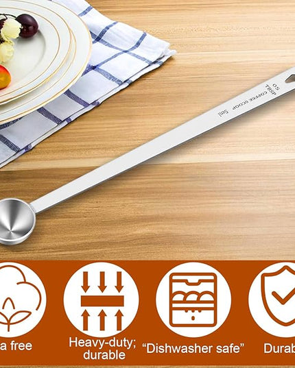 1PCS 5ml Long Handle Measuring Spoon, Stainless Steel Teaspoon Scoop Metal Table Spoons for Coffee Tea Milk Ice Cream Baking Cooking Dry Kitchen Gadgets