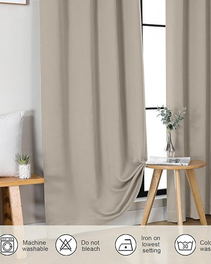 Gwine Stone Blackout Curtains for Bedroom 84 inches Long 2 Panels Set, Solid Noise Reducing Thermal Insulated Blackout Curtains for Living Room with Rod Pocket, Each 40" Wx84 L