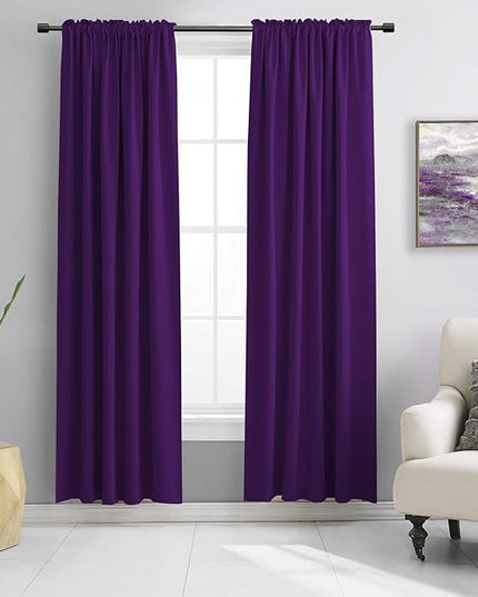 DONREN 84 inche Length Curtain Panels - Light Reducing Thermal Insulated Solid Blackout Curtains/Panels/Drapes for Living Room (Set of 2, 60 inches by 84 Inch, Royal Purple)