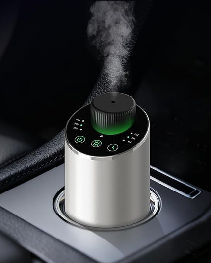 Waterless Essential Oil Diffuser Scent Aromatherapy Diffusers for Home Large Room, Car, Office, Portable Battery Operated Cordless Air Freshener, 4 Timers & 3 Mist Levels, 100ml Capacity (Silver)
