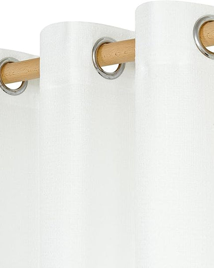 LAMIT White Linen Curtains 84 inch Length for Living Room, Thermal Insulated Soft Thick Curtains Light Filtering Privacy Grommet Window Drapes for Bedroom/Farmhouse, Set of 2 Panels, W52 x L84