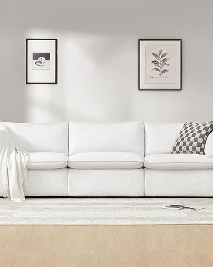 CHITA Luxury Oversized Sectional Modular Sofa, Premium Down Filled Cloud Couch, FSC Certified Comfty Deep Seat Sectional for Living Room, 3 Seat, 114‘’ Width, Cream