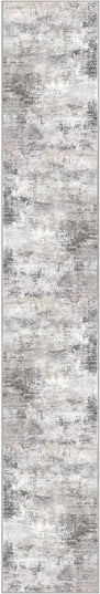 IOHOUZE Abstract Runner Rug 2x12 Ft Washable Runners for Hallways, Non Slip Kitchen Runner Printed Faux Wool Entryway Runner Indoor, Modern Abstract Floor Carpet for Hall Kitchen, Grey Beige