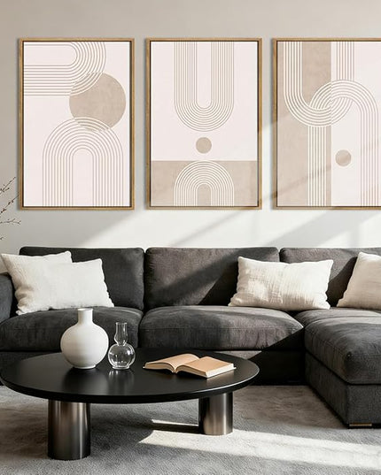 ANHUIB Neutral Wall Art Modern Boho Wall Decor Abstract Line Artwork 16x24 Inch Set of 3 for Living Room Bedroom Dining Room