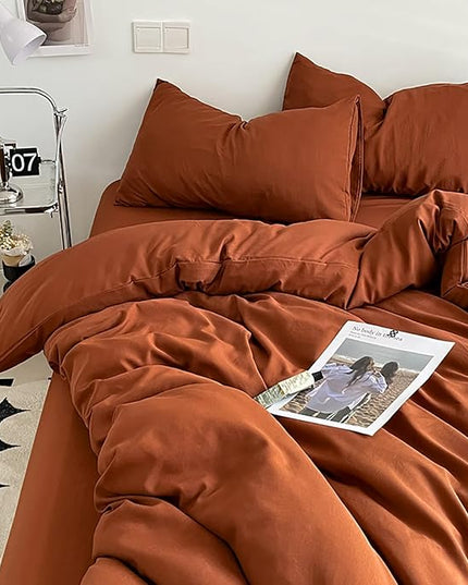 Luxlovery Burnt Orange Comforter Set King Rust Bedding Comforter Set Caramel Caramel Blanket Quilts 3 Piece Cinnamon Color Bedding Set for Women Men King Bed