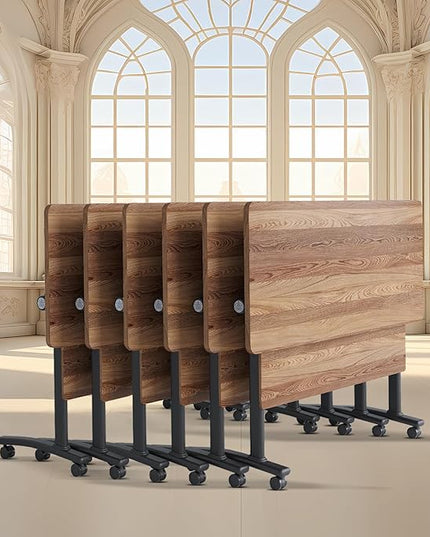 Conference Room Table with Flip-Top Design for Dynamic Meetings, Business Table Computer Desk with Heavy-Duty Frame,Foldable Seminar Meeting Tables for Home Office (6, C, 47.2IN)
