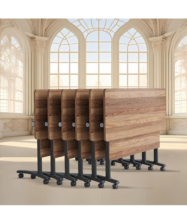 Conference Room Table with Flip-Top Design for Dynamic Meetings, Business Table Computer Desk with Heavy-Duty Frame,Foldable Seminar Meeting Tables for Home Office (6, C, 47.2IN)