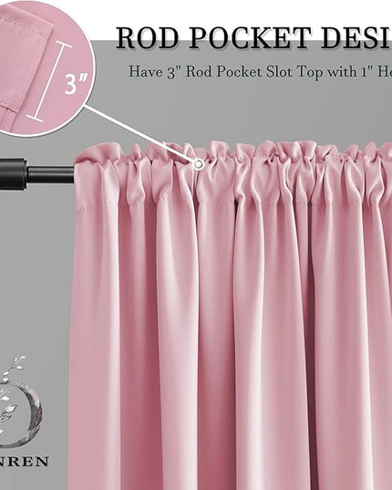 DONREN Pink Blackout Drapes for Girls Room - Home Decoration Privacy Protection Thermal Insulated Blackout Window Drape with Rod Pocket (2 Panels,42 x 96 Inch)