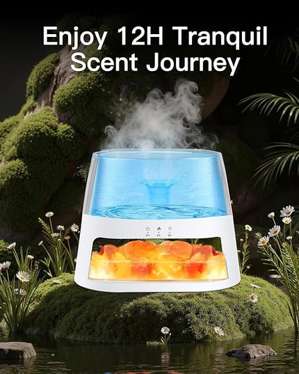 Luxury Himalayan Salt Lamp Humidifier & Aromatherapy Diffuser - 8 Color Mood Lighting w/Remote for Spa, Bedroom, Home Relaxation260ml (White)