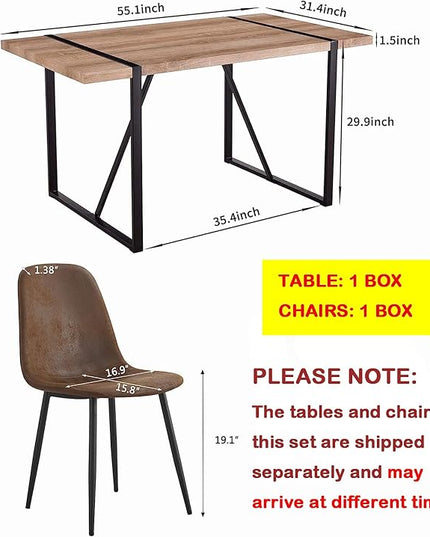 7 Piece Dining Table Set for 6,Modern 55'' Rectangle Wood Dining Table and Fabric Dining Chairs 6,Kitchen Table and Chairs for 6,Ideal for Kitchen Dining Room