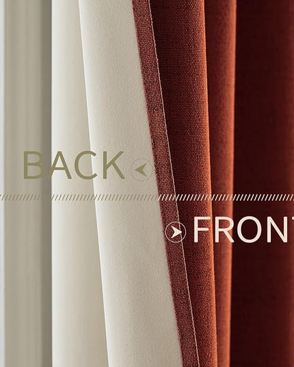 MIULEE 100% Blackout Linen Curtains for Bedroom Thermal Insulated Burnt Orange Grommet Room Darkening Curtains & Drapes Rust Terracotta Fall Decor for Living Room Nursery 52 x 96 Inch (2 Panels)