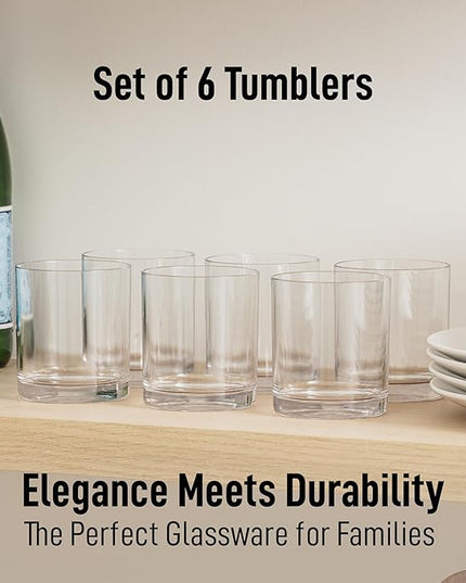 Zulay Kitchen Acrylic Glasses Drinkware - 6 Piece Unbreakable Plastic Tumblers - BPA-Free, Reusable Plastic Drinking Glasses for Home & Outdoors - Stackable, Lead-Free & Dishwasher Safe - (12 oz)