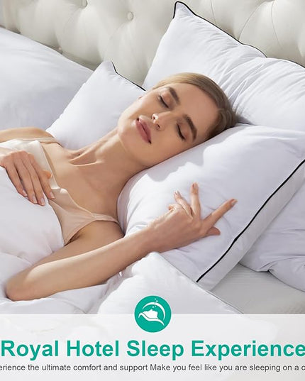 APSMILE Medium Firm Feathers Down/Poly Pillow Queen Size Set of 2, Luxury Feather Pillow for Sleeping, 100% Organic Cotton Cover Hotel Bed Pillow, Wrapped in Polyester (White, 20"x30")