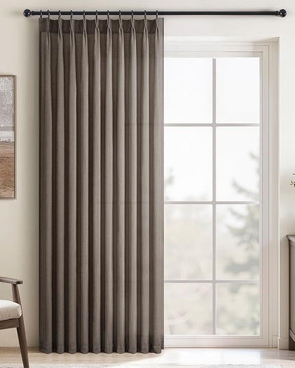 Topfinel 108 Inch Curtains 1 Panels Set,One Packs Pinch Pleat Back Tab Dark Flax Window Semi Sheer Privacy Thick Decorative Curtain Drapes for Living Room Bedroom,60x108 in Long,Brown