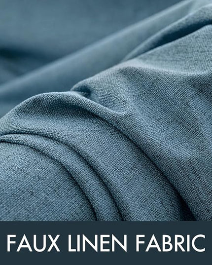 MIULEE Linen Texture Curtains for Bedroom Solid 100% Blackout Thermal Insulated Dusty Blue Curtains Grommet Room Darkening Drapes Luxury Decor for Living Room Nursery 52x63 Inch (2 Panels)