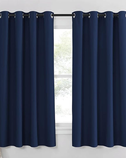 NICETOWN Curtain 63 inches Long - Home Decoration Light Blocking Room Darkening Drape/Drapery for Nursery Room, Navy, Ring Top, 52 inches Wide by 63 inches Long, 1 PC