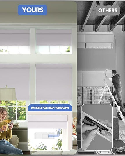Motorized Blinds with Remote,【Solar Panel Included】 100% Blackout Smart Roller Blinds,Rechargeable Roller Shades,Electric Cordless Blinds with Cover Compatible with Alexa White 30 x 72