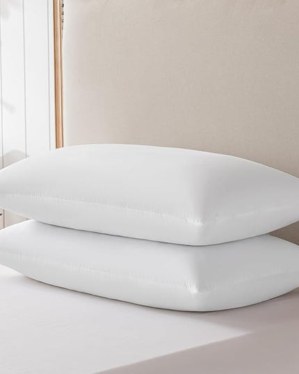 Goose Feathers and Down Pillows, Cotton Cover, Bed Sleeping Hotel Collection Pillows,Set of 2, King Size 20x36