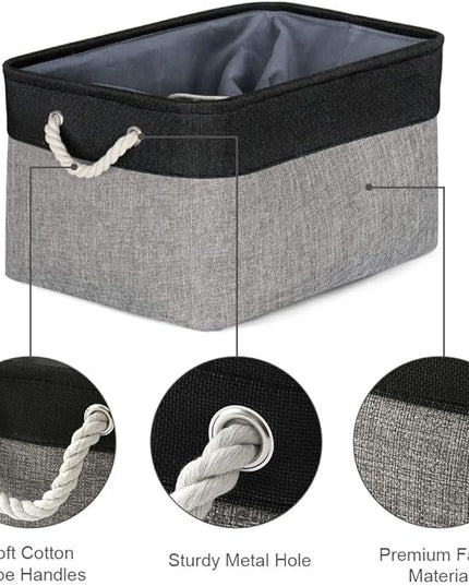 TheWarmHome Organization and Storage Basket for Organizing - 17x14x10 inch Large 3 Pack Collapsible Storage Bin for Shelves, Fabric Basket for Gifts Empty Organizer Gift Closet (Black & Grey)