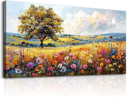 hyidecorart Large Wall Art For Living Room Canvas Wall Decor For Bedroom Office Decor Field Wall Paintings Flower Scenery Watercolour Pictures Artwork Modern Aesthetic Room Home Decorations