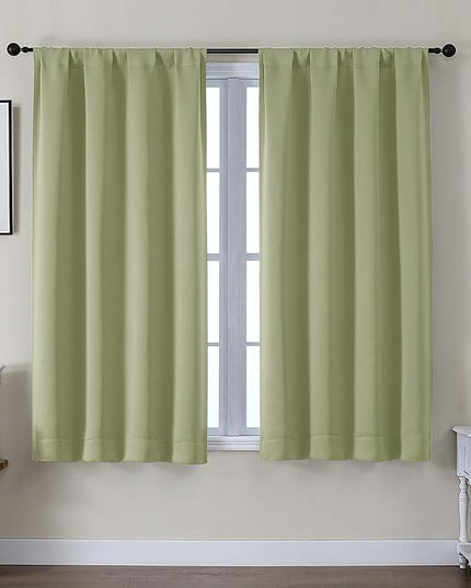 Gwine Sage Green Blackout Curtains for Bedroom 54 Inches Long, Thermal Insulated Room Darkening Curtains for Living Room Each 40" Wx54 L, 2 Panels