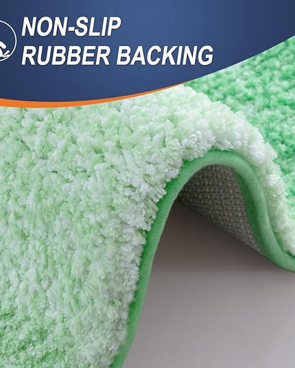 OLANLY Bathroom Rug Set 2 Piece, Soft Absorbent Microfiber Bath Mats and U-Shaped Contour Toilet Rug, Non-Slip, Machine Wash Dry, Plush Shaggy Bath Mats for Bathroom (30"x20"+24"x20", Green)