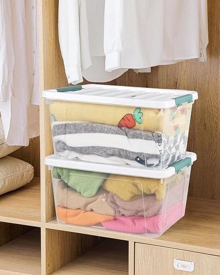 6 Pack 35 Quarts Large Storage Bin with Lid, Clear Plastic Latching Boxes