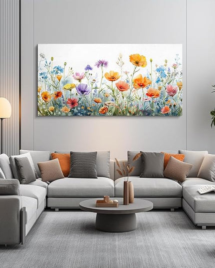 Wapluam Vintage Wildflower Canvas Prints Painting Large Wall Decor For Living Room Wall Art For Bedroom Office Decoration Flowers Artworks Pictures Ready To Hang Modern Minimalism Framed Home Decor