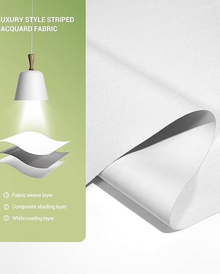 Blackout Roller Shades for Indoor Windows, Cordless Jacquard Fabric-Matched Roller Blinds, Easy to Install Privacy UV Protection Roll Up Blinds for Home Office, Pure White, 30" W x 72" H