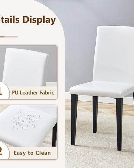 Dining Table Set for 6，Dinner Table Set for 6，71'' Kitchen Table and PU Leather Chairs Set of 6，6 Chair Dining Table Set for Kitchen Dining Room