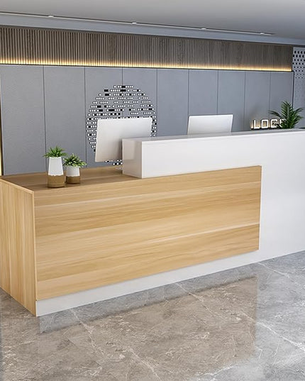Reception Desk with Lockable Drawers, Modern Retail Counter, Home Office Desk for Checkout, Office/Beauty Salon/Lobby