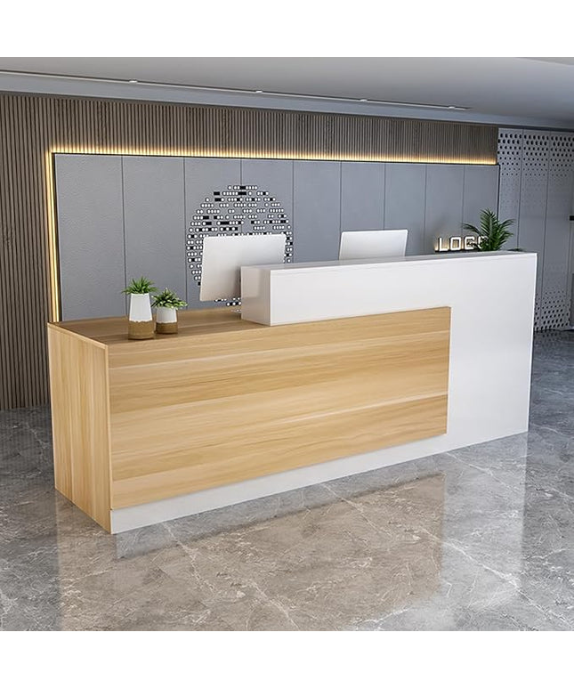 Reception Desk with Lockable Drawers, Modern Retail Counter, Home Office Desk for Checkout, Office/Beauty Salon/Lobby