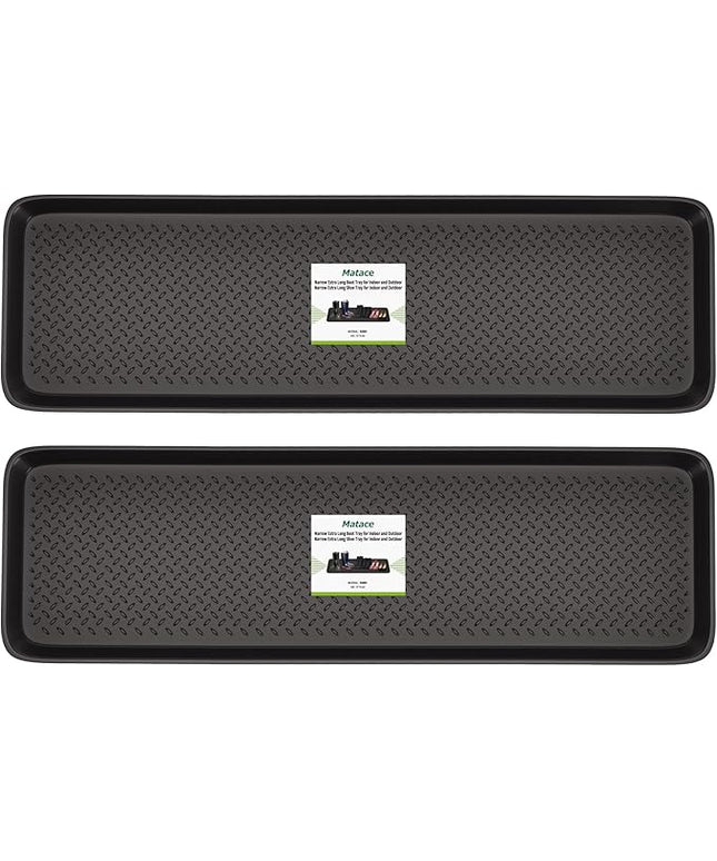 Matace 2 Pack Rubber Extra Large Shoe Tray for Entryway,Long Boot Tray,Slim Boot Mat for Indoor and Outdoor Use,16x55 in, Rectangular (Pack of 2)
