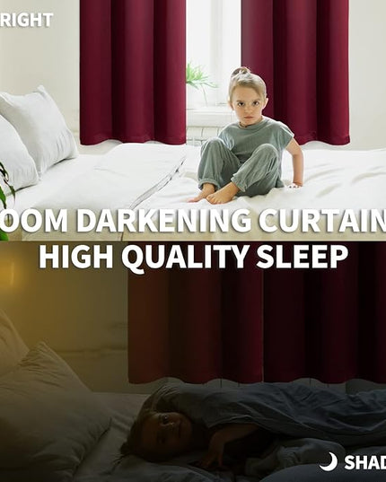 BGment Blackout Curtains for Bedroom - Grommet Thermal Insulated Room Darkening Curtains for Living Room, Set of 2 Panels, Each 55 x 96 Inch, Burgundy Red