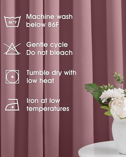 HOMEIDEAS Mauve Blackout Curtains for Bedroom 52 X 63 Inch Length 2 Panels Set Room Darkening Bedroom Curtains, Soundproof Thermal Grommet Window Curtains for Living Room
