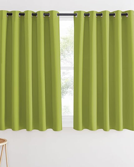 NICETOWN Blackout Curtains 54 Inches Long, Thermal Insulated Room Darkening Curtains for Bedroom, Window Treatment Drapes for Living Room Nursery (W66 x L54 Inch, Fresh Green, 1 Panel)