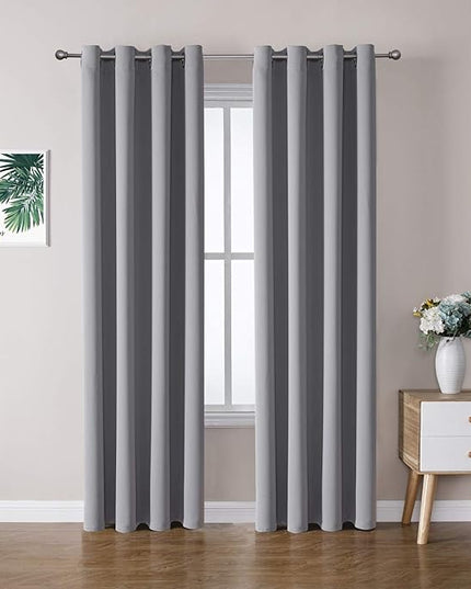 ChrisDowa Grommet Blackout Curtains for Bedroom and Living Room - 2 Panels Set Thermal Insulated Room Darkening Curtains (Light Grey, 52 x 84 Inch)