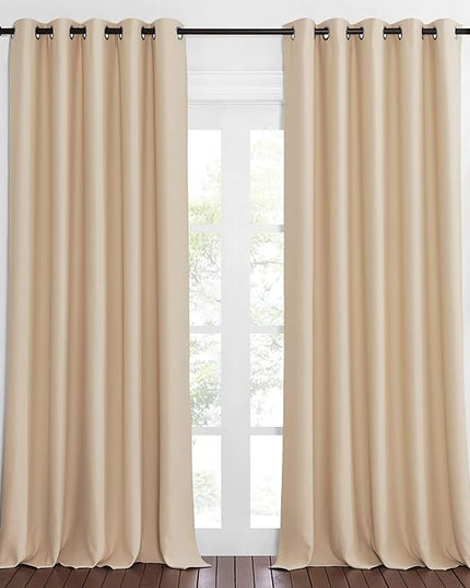 NICETOWN Blackout Sliding Glass Door Curtain 110 inch Length, Grommet Thermal Curtain Room Darkening Window Treatment for Bedroom/Living Room, Biscotti Beige, W66 x L110, 1 Panel