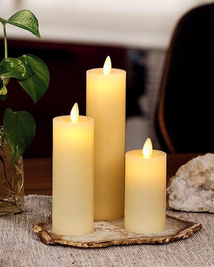 Luminara Classic Slim Flameless LED Candle, Ivory 2" x 4.5, Battery Operated Moving Flame Pillar w/Timer, Safe Realistic Wax Candle, Home Decor