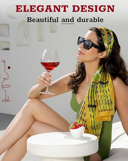 Gusto Nostro Crystal Wine Glasses Set of 2, 22 Oz Long Stem Modern Wine Glasses for White and Red Wine, Dishwasher Safe, Fancy, Elegant, Large and Tall Wine Glass for Wedding Christmas Anniversary