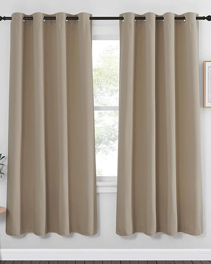 NICETOWN Blackout Curtain Drape 72 inch Long - Grommet Noise Reducing Thermal Insulated Modern Window Treatments for Bedroom Living Room (1 Panel, 52 x 72 Inch, Taupe)