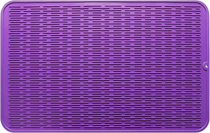 Silicone Dish Drying Mat for Multiple Usage,Easy clean,Eco-friendly,Heat-resistant Silicone Mat for Kitchen Counter or Sink,Refrigerator or Drawer Liner Purple 3XL 28 inches x 18 inches