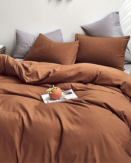 CLOTHKNOW Pumpkin Queen Comforter Set 3Pcs erracotta Bedding Comforter Sets Soft Burnt Orange Comforter Caramel Queen Comforter with 2 x Pillowcases